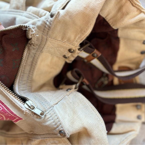 Louis Vuitton Tan Canvas Bag with Red Print - Picture 9 of 13